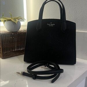 kate spade Sparkling Black Satchel with gold hardware. Ready for a night out